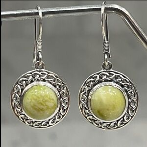 Connemara Marble Black Oxidized Sterling Silver Lever Back Earrings